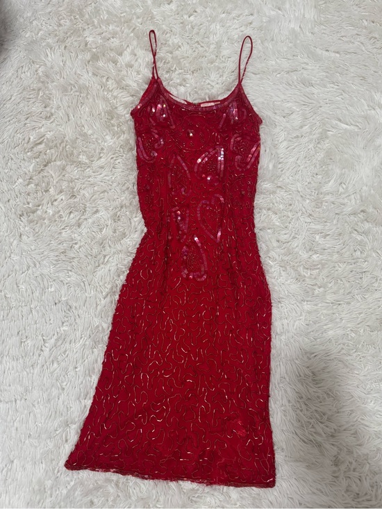 American Vintage Dresses & Skirts - Vintage silk red beaded dress